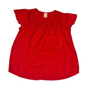 Faded Glory Red Womens Smocked Top M 8-10